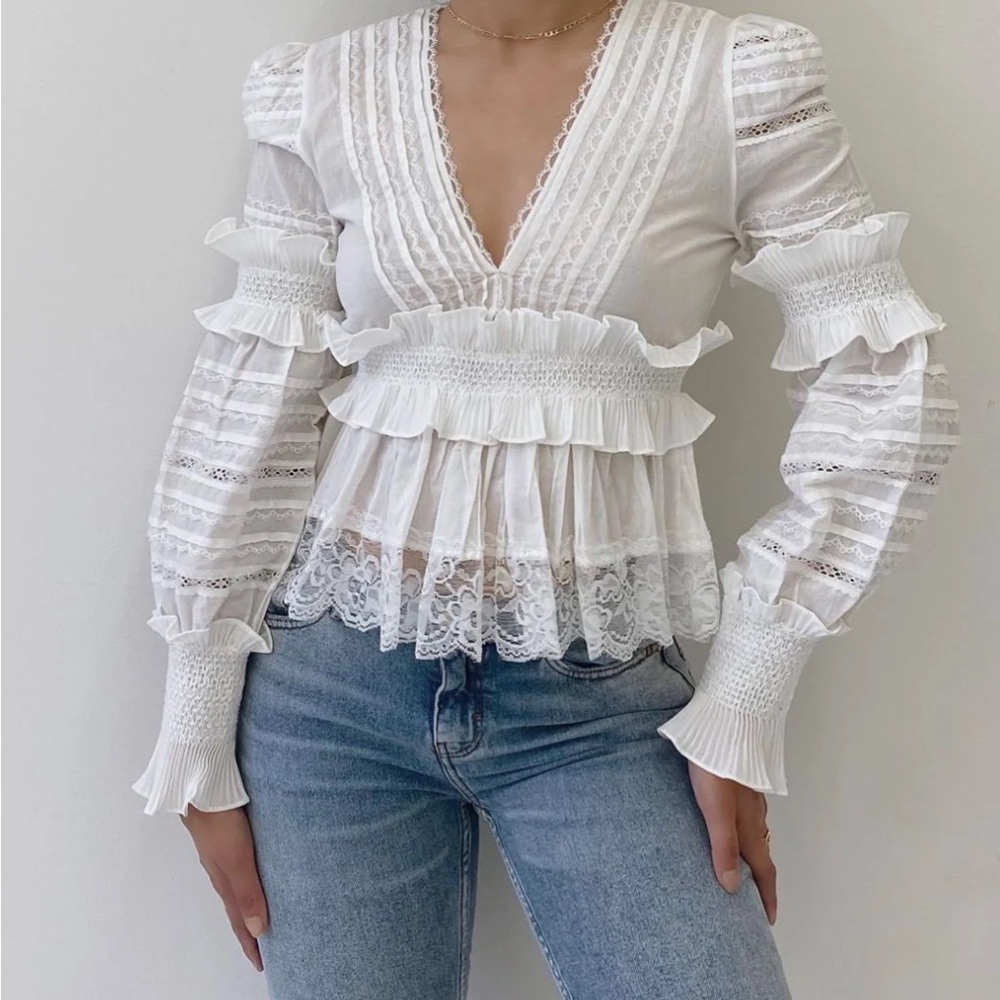 Chic White Ruffled Blouse